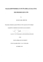 Black empowerment in South Africa : evaluating the progress since 1994