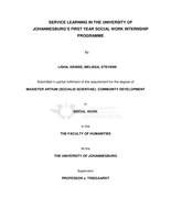 Service learning in the University of Johannesburg’s first year Social Work internship programme