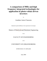 A comparison of 50Hz and high frequency integrated technologies for application in photo-voltaic driven inverters