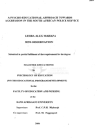 A psycho-educational approach towards aggression in the South African Police Service.