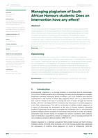 Managing plagiarism of South African Honours students: Does an intervention have any effect?