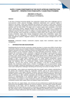 Supply chain constraints in the South African construction industry – perspectives from supply chain practitioners