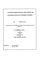 Cognitive-behavioural treatment of aggressive boys in children's homes