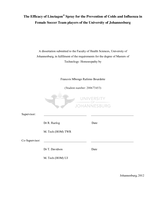The efficacy of Linctagon® spray for the prevention of colds and Influenza in female soccer team players of the University of Johannesburg