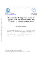 Measurement of the Higgs boson mass in the H → Z Z∗ →  4t and p p coll H → γγ  channels with ng the ATLAS √s =  13 TeV  isions usi  detector