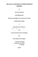 The social adjustment of home schooled children