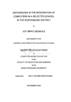 Deficiencies in the integration of computers in a selected school in the Rustenburg district