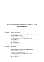 Compliance with labour legislation within the small enterprise sector