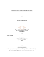 Hope and ways of coping after breast cancer