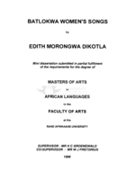 Batlokwa women's songs.
