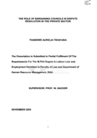 The role of Bargaining Councils in dispute resolution in the private sector