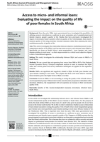 Access to micro- and informal loans : evaluating the impact on the quality of life of poor females in South Africa