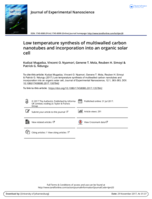 Low temperature synthesis of multiwalled carbon nanotubes and incorporation into an organic solar cell