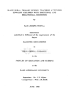 Black rural primary school teachers' attitudes towards children with emotional and behavioural disorders