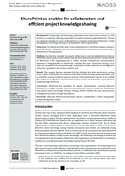 SharePoint as enabler for collaboration and efficient project knowledge sharing