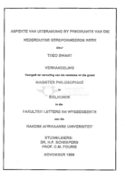 Aspekte van uitbranding by predikante van die Nederduitse Gereformeerde Kerk