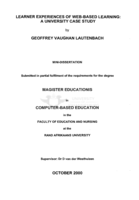 Learner experiences of Web-based learning : a university case study