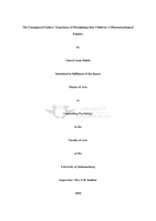 The unemployed fathers’ experience of disciplining their children : a phenomenological enquiry