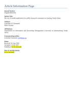 The use of mobile applications by public transport commuters in Gauteng, South Africa