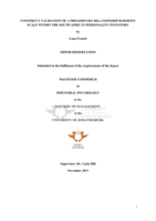 Construct validation of a preliminary relationship harmony scale within the South African Personality Inventory