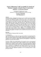 Factors influencing credit accessibility for small and medium company in South Africa's construction industry : a literature review
