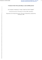 Evaluation of South African gold tailings as a mine backfilling material