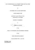 Data warehousing : data integrity risks and solutions through use of CobiT