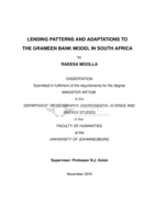 Lending patterns and adaptations made to the Grameen Bank Model in South Africa