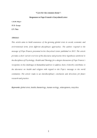 “Care for the common home” : responses to Pope Francis's Encyclical Letter