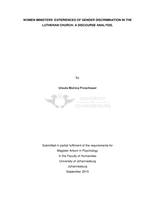 Women ministers' experiences of gender discrimination in the Lutheran Church : a discourse analysis
