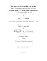 The identification, management and mitigation of environmental impacts caused by the use of petroleum products at Driefontein Gold Mine