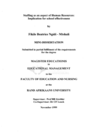 Staffing as an aspect of human resources : implication for school effectiveness