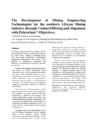 The development of mining engineering technologists for the Southern African mining industry through contact offering and alignment with polytechnic* objectives