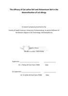 The efficacy of Cat saliva 9cH and Histaminum 9cH in the desensitization of cat allergy