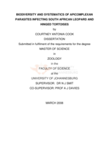 Biodiversity and systematics of apicomplexan parasites infecting South African leopard and hinged tortoises