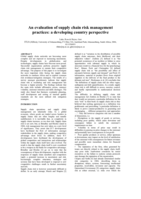 An evaluation of supply chain risk management practices : a developing country perspective