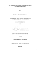 The identification of the need for creativity as a management skill