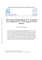Observation of photon-induced 𝑾+，𝑾- production in 𝒑 𝒑 collisions at √𝒔 = 13 TeV using the ATLAS detector