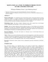 Motivation as a tool to improve productivity on the construction site