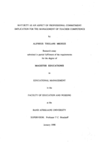 Maturity as an aspect of professional commitment : implication for the management of teacher competence