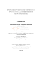 Effectiveness of passive energy interventions in improving physical learning environments in South African schools