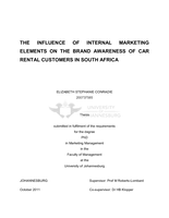 The influence of internal marketing elements on the brand awareness of car rental customers in South Africa