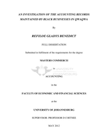 An investigation of the accounting records maintained by black businesses in rural Qwaqwa