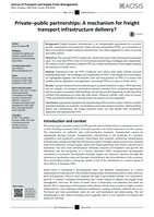 Private–public partnerships: A mechanism for freight transport infrastructure delivery?