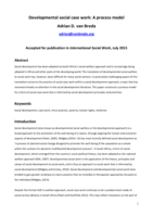 Developmental social case work : a process model