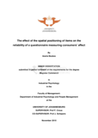 The effect of the spatial positioning of items on the reliability of a questionnaire measuring consumers' affect