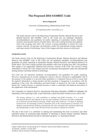 The Proposed 2016 SAMREC Code