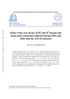 Study of the rare decays of B0 s and B0 mesons into muon pairs using data collected during 2015 and 2016 with the ATLAS detector