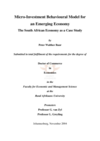 Micro-investment behavioural model for an emerging economy: the South African economy as a case study.