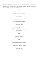 The psychometric properties of the snijders-oomen non-verbal intelligence test revised (SON-R) for primary school learners from culturally diverse communities